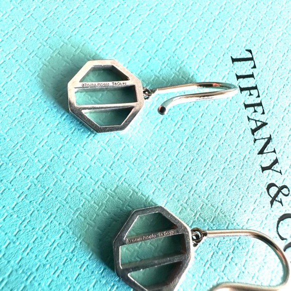 Tiffany & Co RARE Paloma Picasso Zellige Drop Dangle Earrings Sterling Silver - Picture 6 of 11